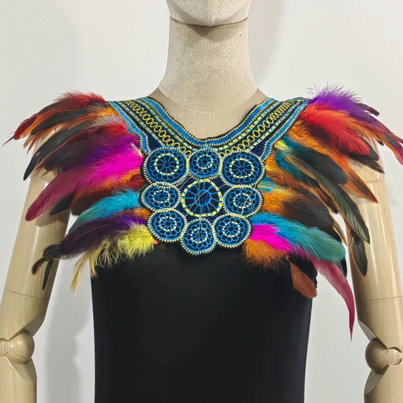 Halloween party costume, collar, scarf, Gothic feather collar and shoulders, witch role-playing available for both women and men