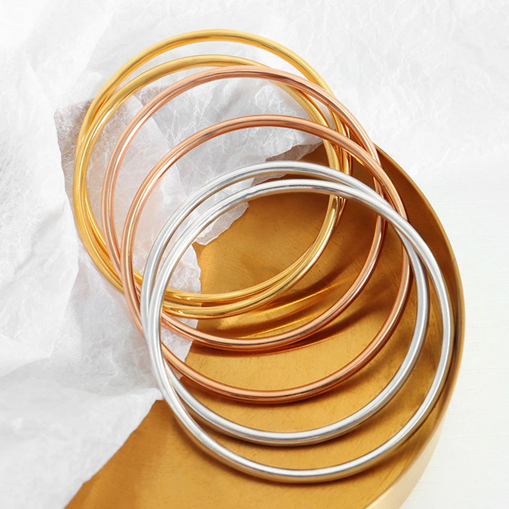 Minimalist Bracelet Bangles In Stainless Steel 18K Gold Plated Waterproof Rust-proof High Quality Bracelets Bangle For Women