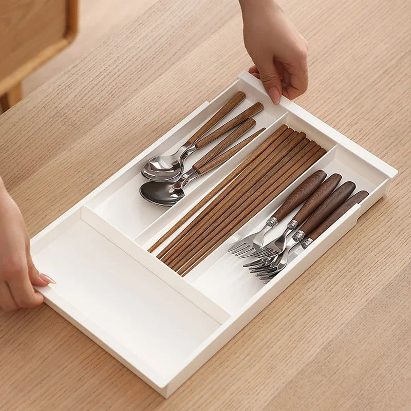 Kitchen Cabinet Stretchable Drawer Organizer Multifunctional Kitchen Utensils Storage Tray Kitchenware Classified Organizer Tray