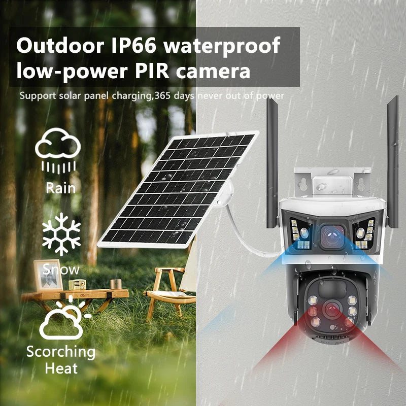 Yoosee 4G IP Camera Outdoor 12MP 6K Dual Lens Dual Screens Security Video Monitor Cam Color Night Vision Waterproof CCTV Cameras