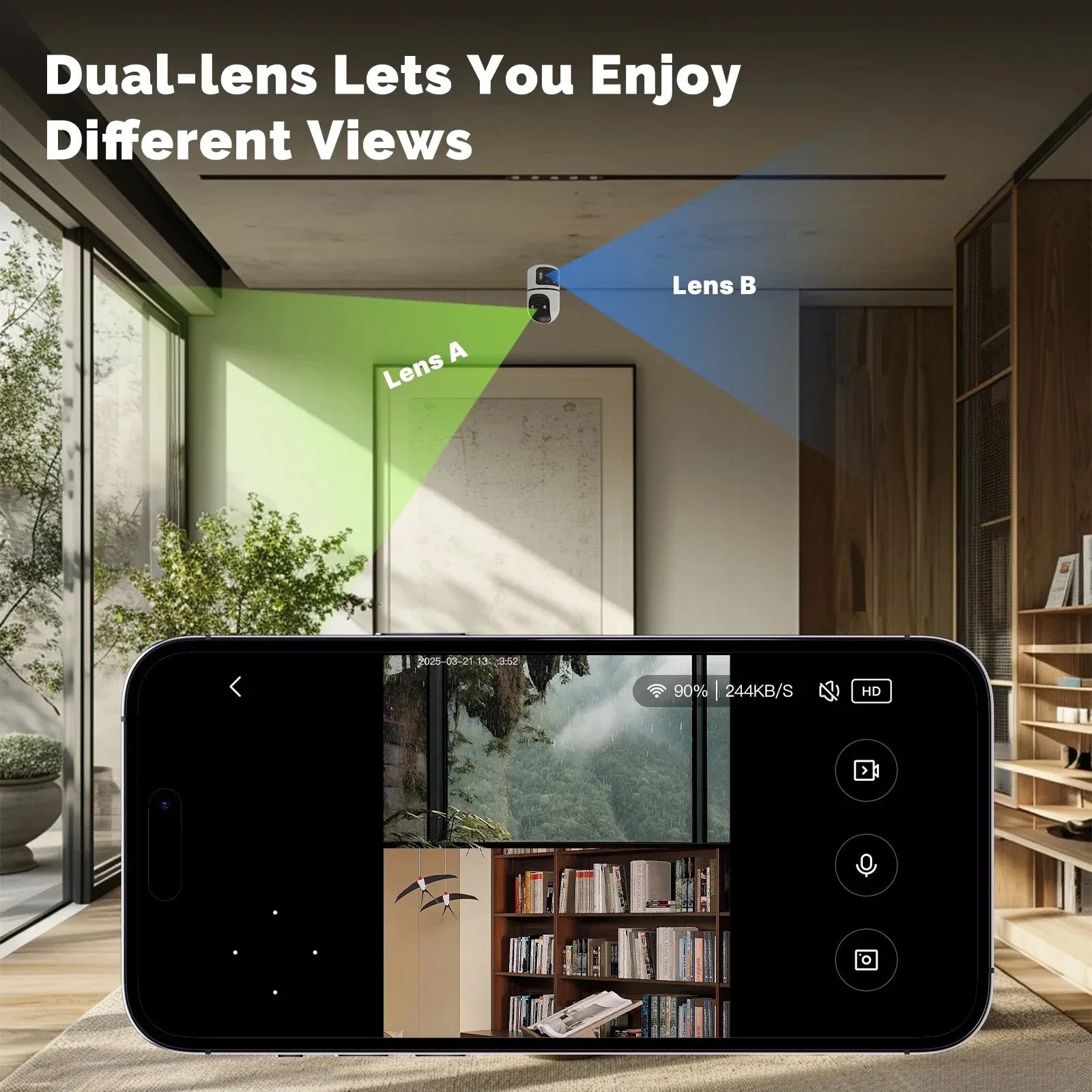 YOOSEE 8MP Indoor Smart WiFi IP Camera Dual Lens Screen Motion Detection Auto Track Two-Way Audio Onvif PTZ Security Camera CCTV