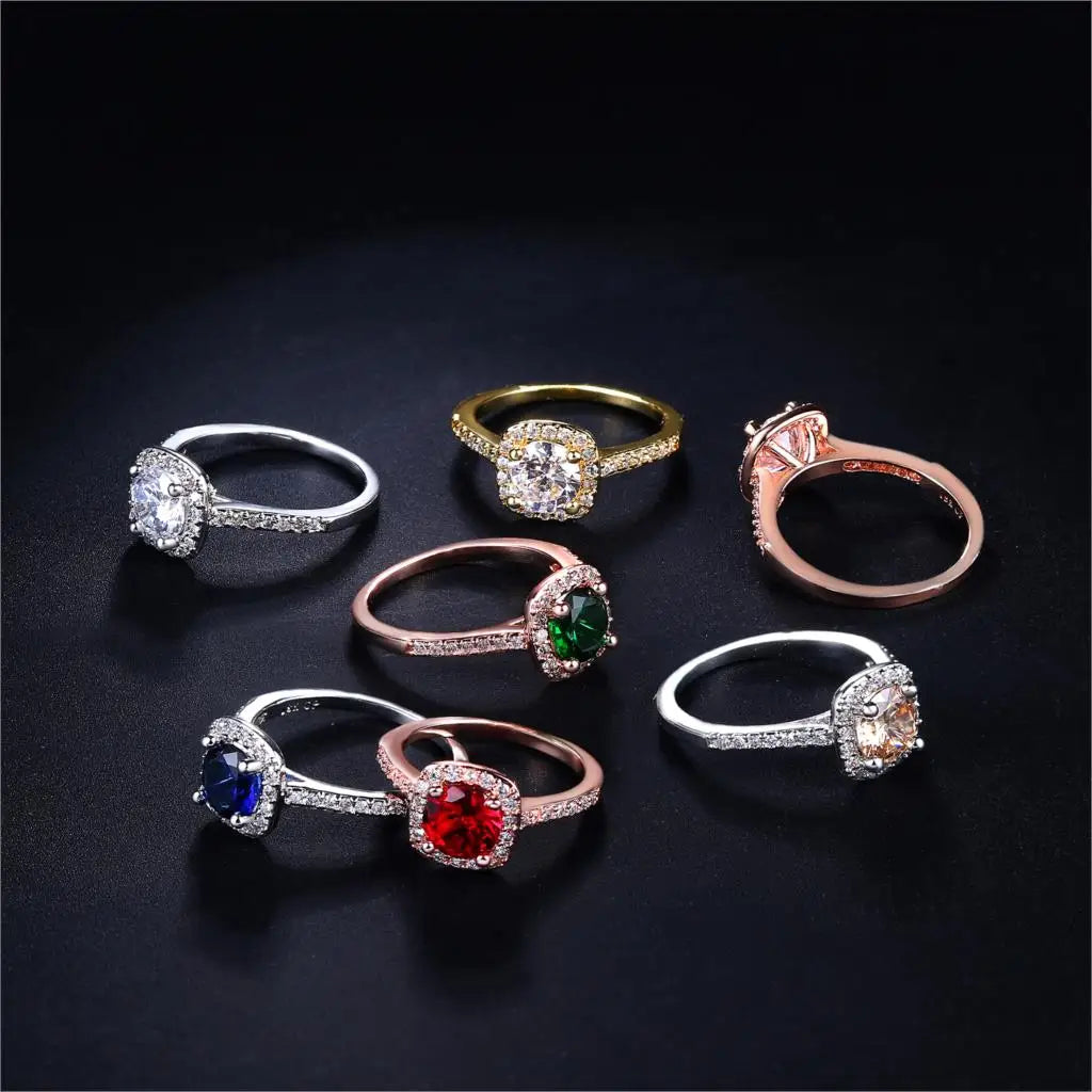 Double Fair Exquisite Square Wedding & Engagement Rings For Women Female Ring Jewellry Shiny Cubic Zircon Fashion Jewelry DFR531