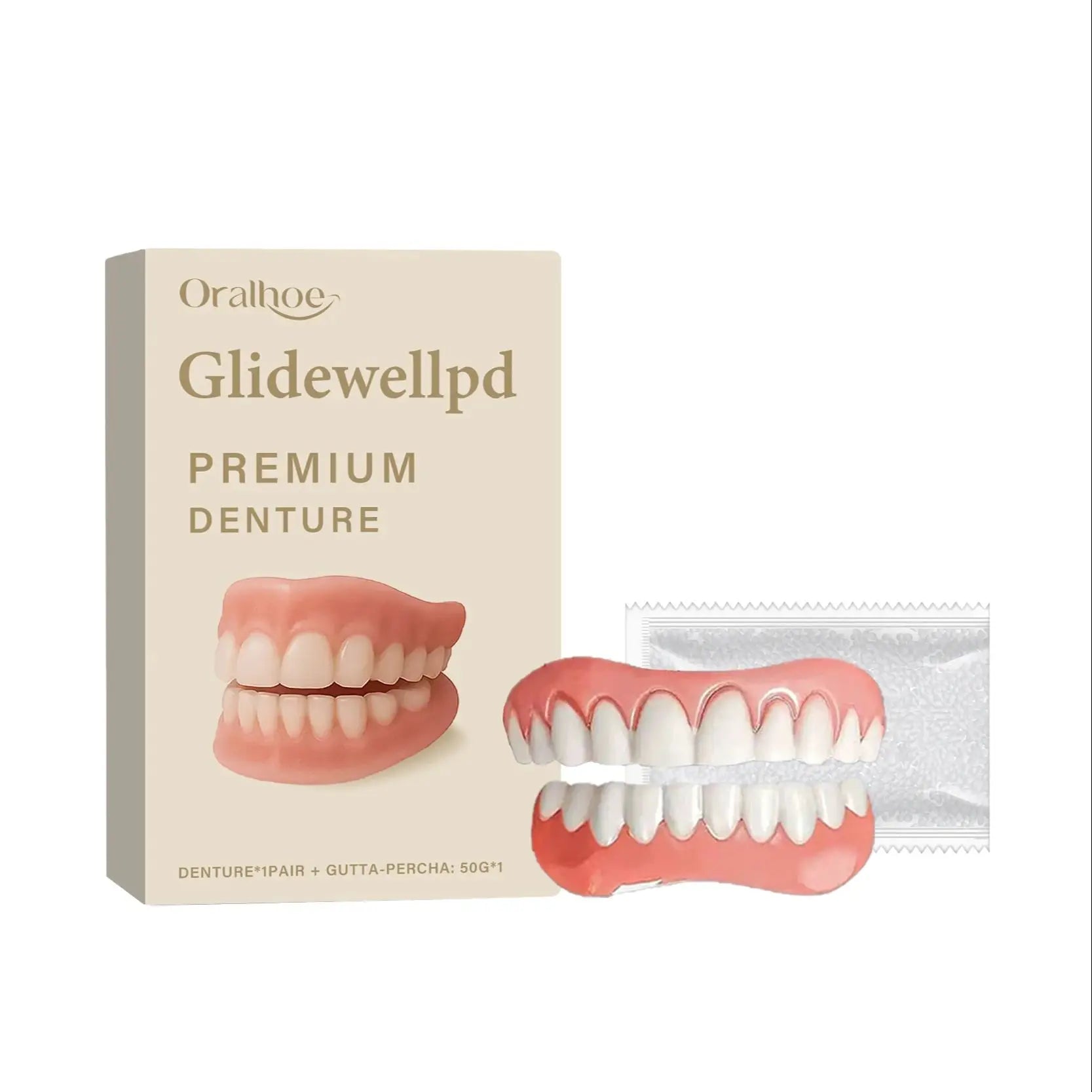 Soft Silicone Dentures Natural False Teeth Full Set Perfect Fit Gums Cover Missing Broken Tooth Upper and Lower Dental Veneers