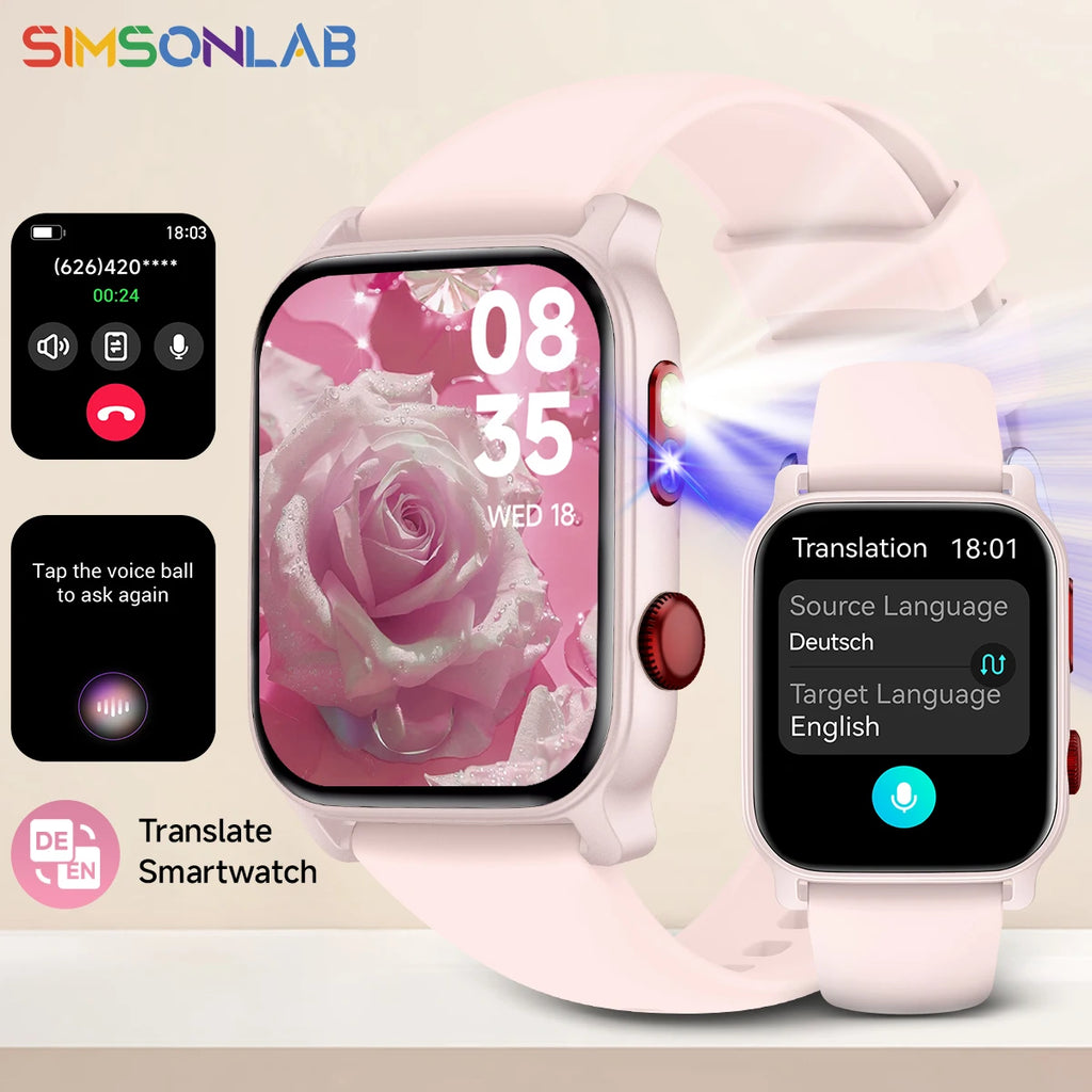 NEW Smart Watch AI Translation Health&Sleep Monitoring IP68 Waterproof 100 Sports Modes Fashion Smartwatch For Men Women Gift