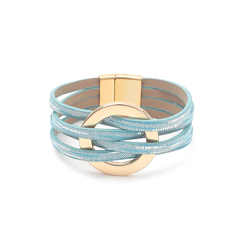 New Fashion Bracelets & Bangles Elegant Multilayer Wide Wrap Bracelet Female Jewelry Gift Leather Bracelets For Women