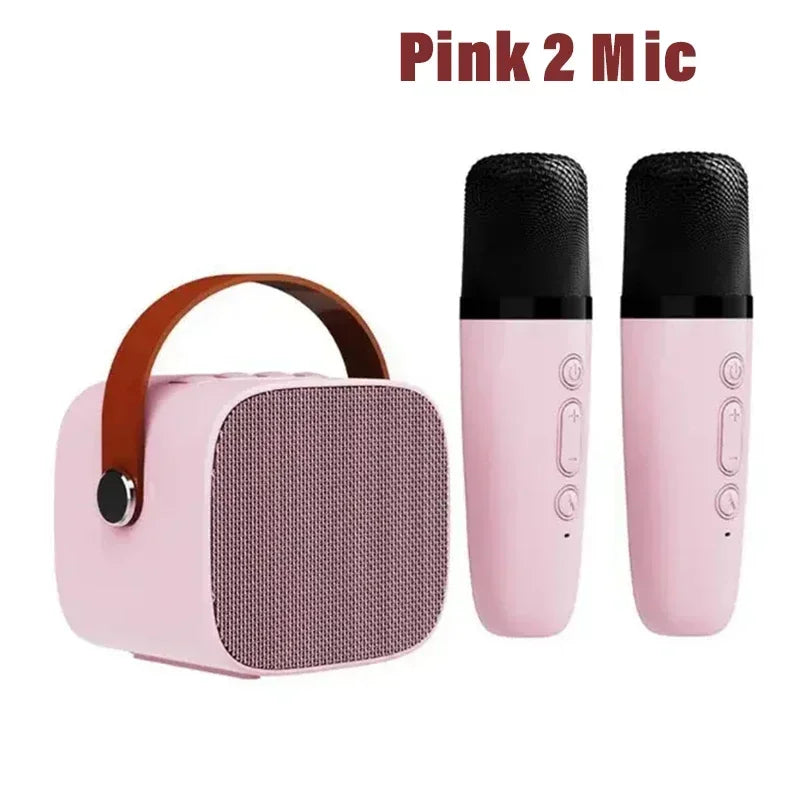 Karaoke Portable Wireless Dual Microphones Machine HomeKTV DSP System Bluetooth Speaker HIFI Stereo Surround For Kids Party Gift
