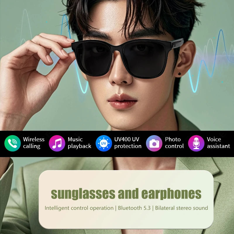 2025 Sunglasses Smart Glasses Fashion Sunglasses Bluetooth Call UV400 Hiking Fishing Al Intelligent Wireless Translation Glasses