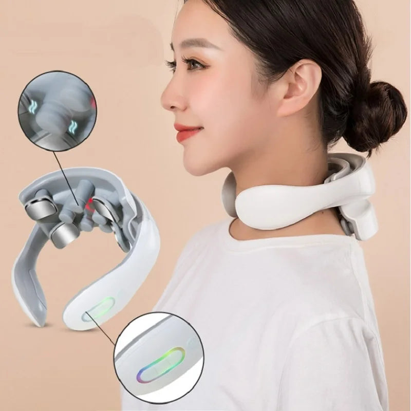 Smart Neck Massage Instrument Portable Shoulder Neck Massage Cervical Vertebra Health Care Vibrator Heating Compress Massage