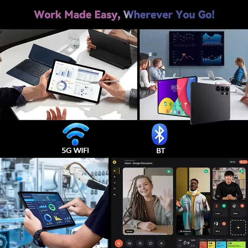 Portable Android 15 Tablet 8GB+256GB, 4000mAh Long Battery, HD Camera for Remote Work & Study