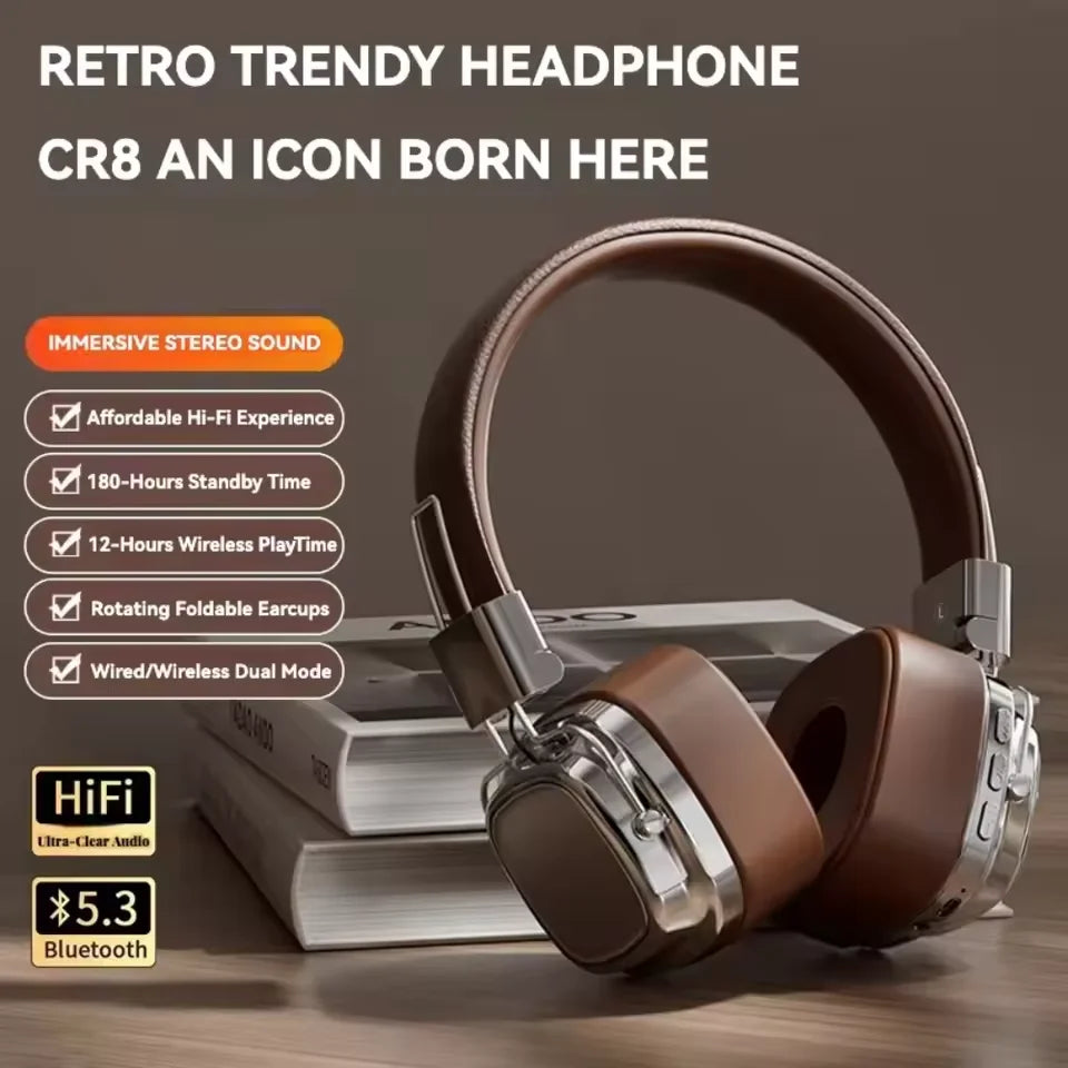 2025 New 5.3 Foldable Wireless Bluetooth Headsets Headset Gamer Choice Retro Over Ear Headphones DJ Stereo Sounds Bluetooth