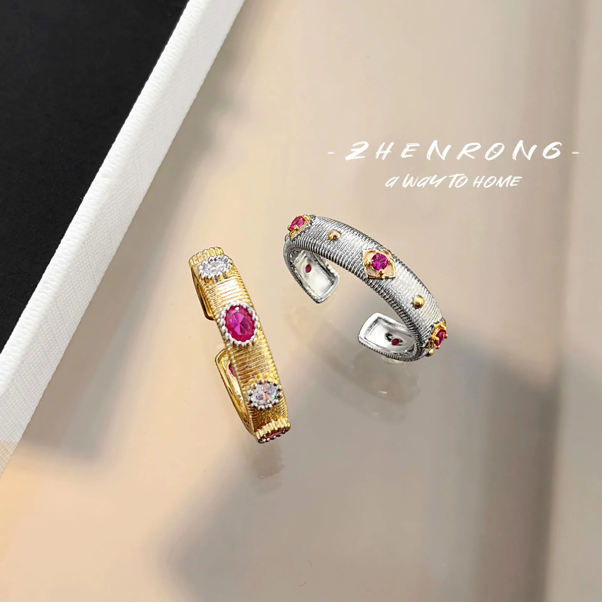 New Fashion Vintage Ring Bracelet for Women Luxury 18K Gold Plated Exquisite Cuff Bangle Finger Ring Cocktail Antique Jewelry