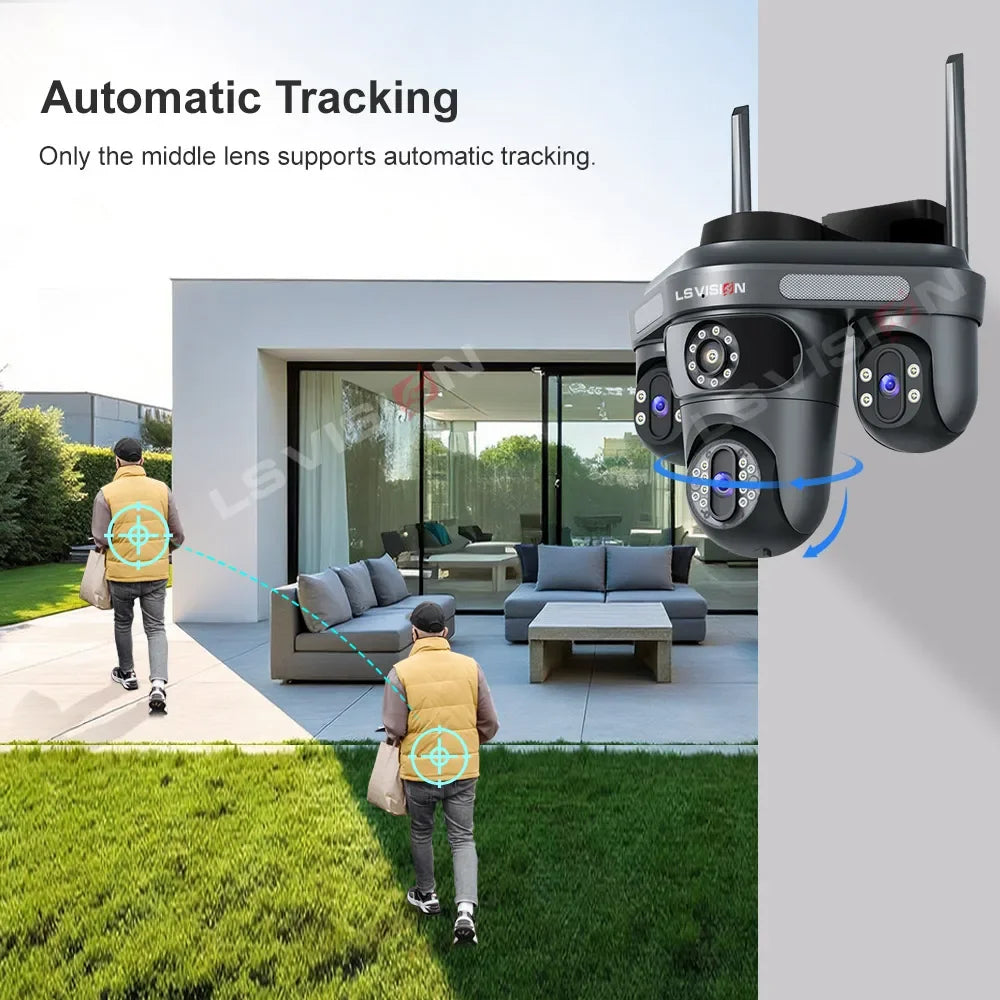 LS VISION 15MP Wifi surveillance Cameras 3 Screens 3 Lens Electric Rotation Outdoor WIFI IP Camera Human Auto Tracking CCTV Cam