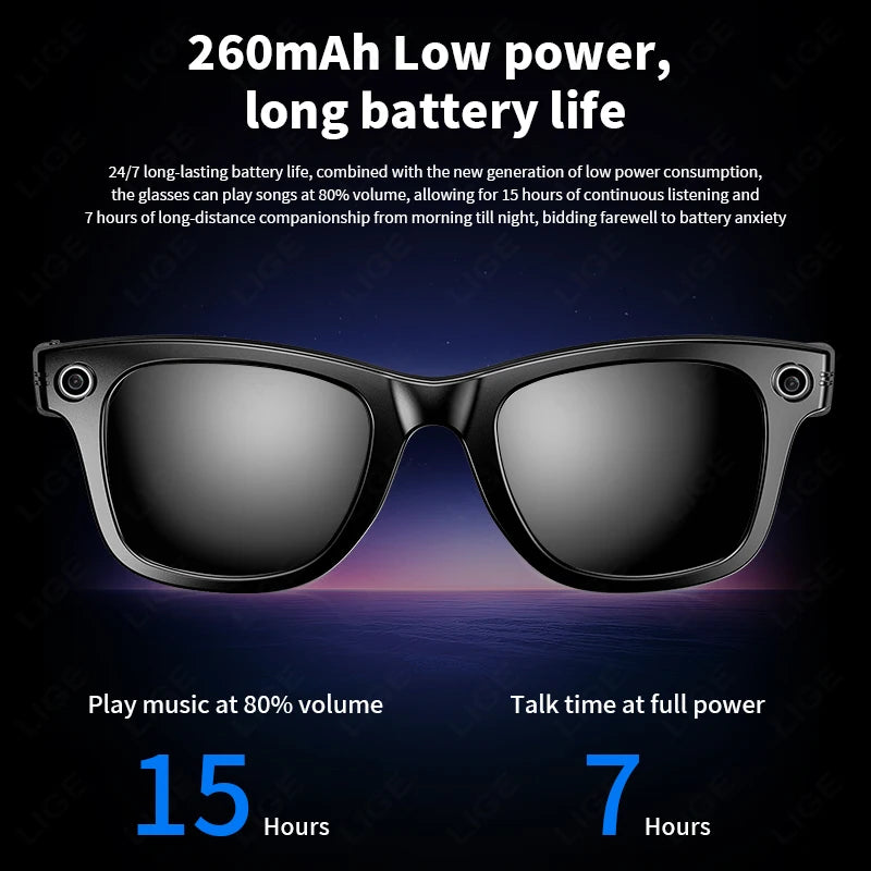 2025 Smart Glasses with Camera Headphone 100+Languages AI Translation Bluetooth Glasses Travel Meeting Sunglasses for Man Women
