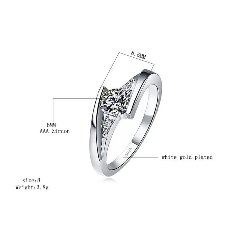 2024 Cute Female Small Round Zircon Stone Ring Vintage Silver Color Wedding Jewelry Promise Crystal Engagement Rings For Women