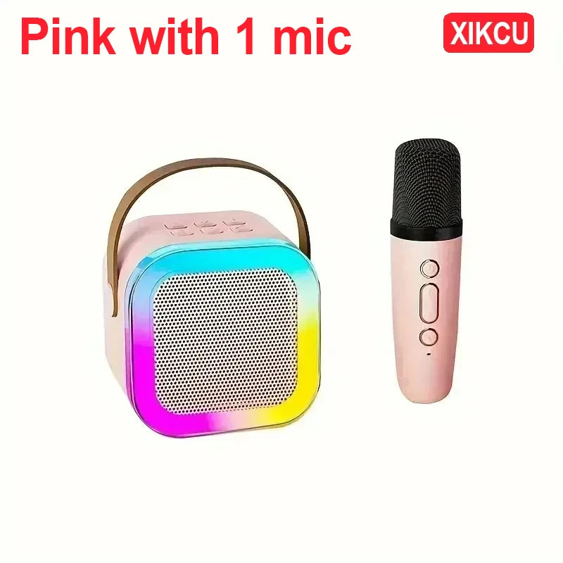 XIKCU K12 Portable Bluetooth 5.3 Karaoke Machine PA Speaker System with 1-2 Wireless Microphones Home Family Singing Children's