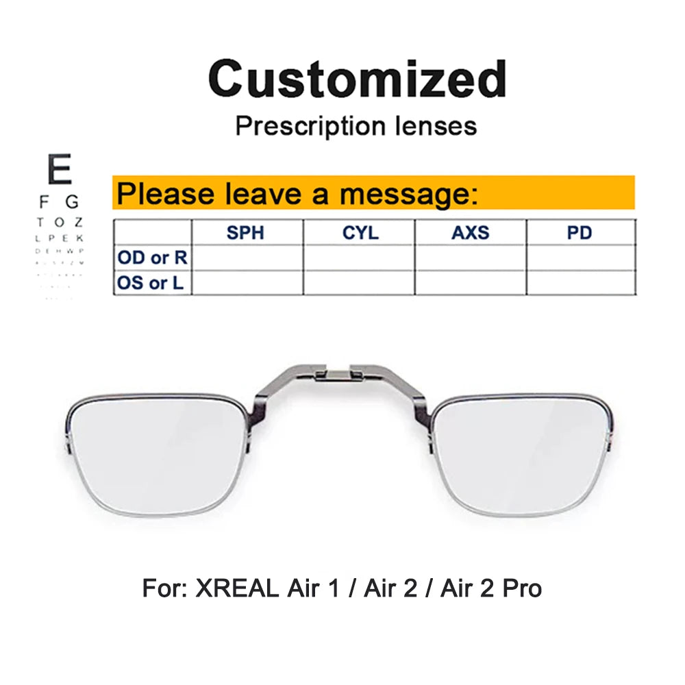 Prescription Lenses For Xreal Air/Air 2/Pro/One AR Smart Glasses Lens Custom Myopia Hyperopia Astigmatism Anti-Blue Eyeglasses