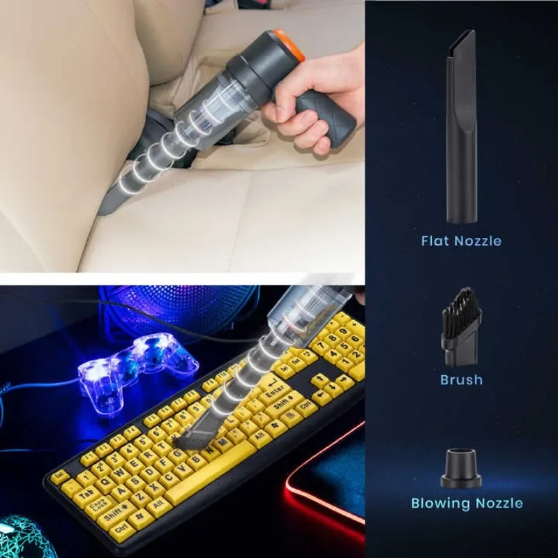 Cordless Car Vacuum Cleaner Mini Portable Vacuum with Strong Suction and Blower Dual Use for Car Interior Home Pet Hair Cleaning