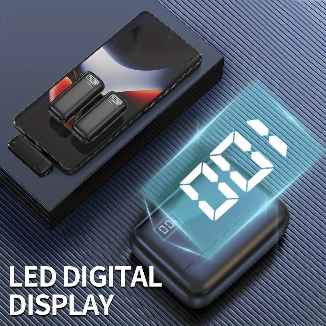 Wireless  Microphone Lavalier with Charging Case Windproof Fleece Suitable for Phones Laptop Devices with Noise canceling MIC