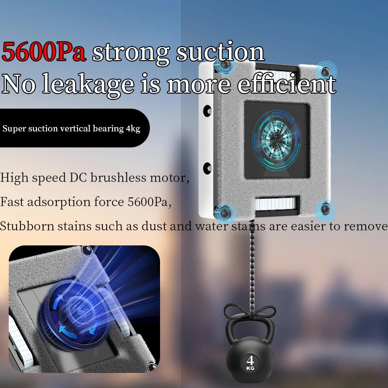 2025 Robotic Window Cleaner Wet Cleaning 5600Pa Strong Suction App Electric Glass Vacuum Wiper Cleaners Smart Remote Control