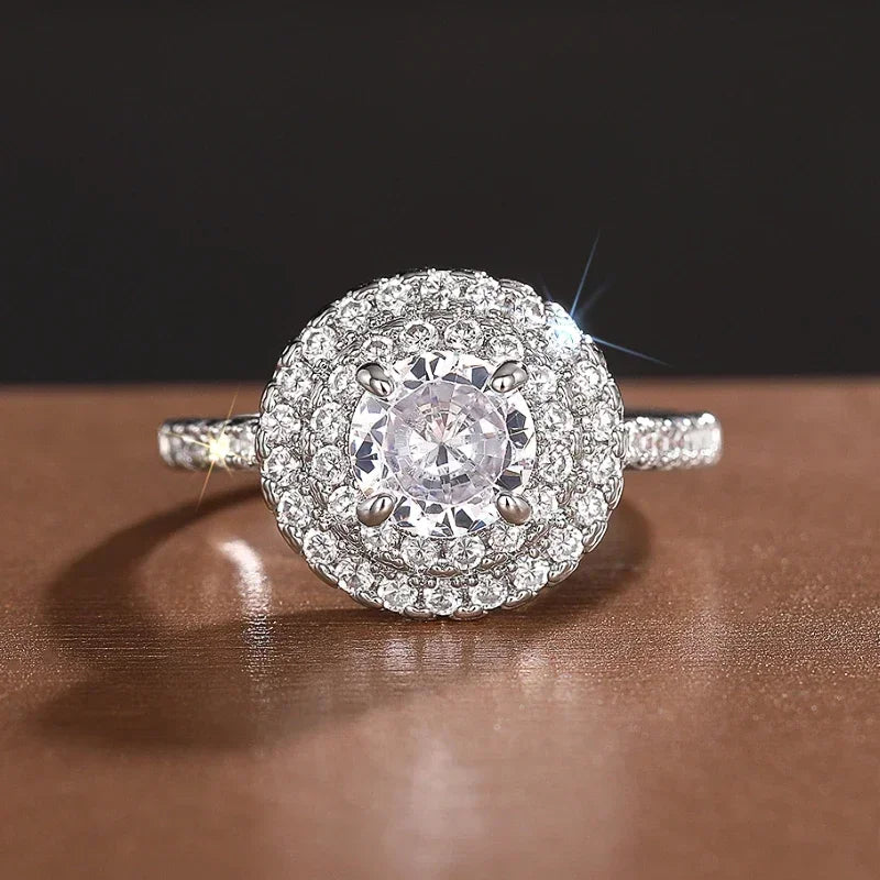 Huitan Brilliant Cubic Zirconia Rings for Women Charming Delicate Wedding Bridal Jewelry Dazzling Fashion Modern Party Jewelry