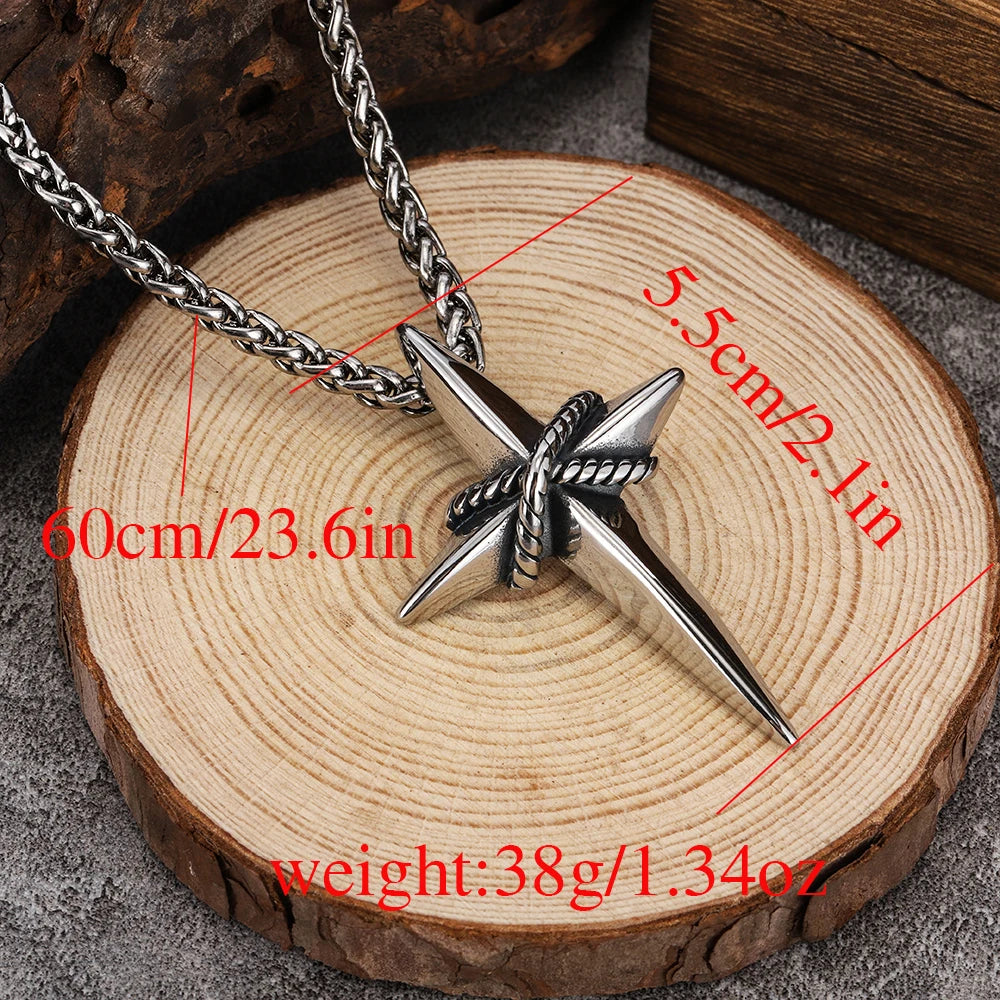 New Fashion Minimalist Cross Pendant Necklace Trendy Versatile Vintage Punk Style Men's Necklace