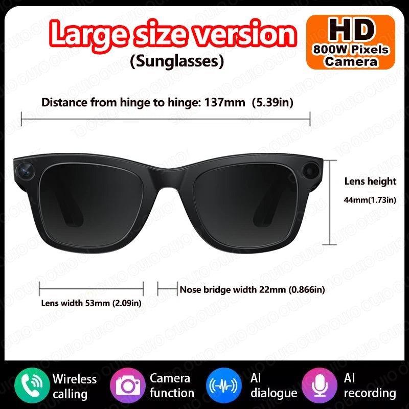 2025 Smart Glasses 800W Camera 1080P HD Video Recording Translation Wireless Calling AI Voice Smart Touch Control Smart Glasses