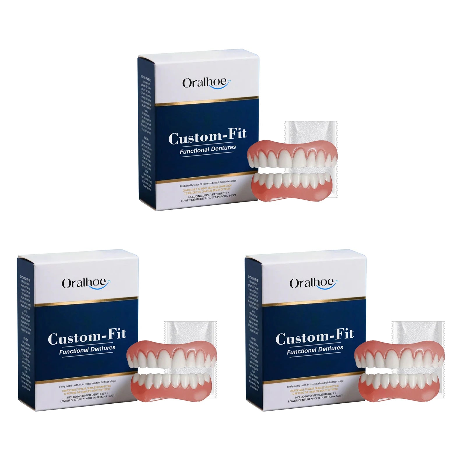 New Denture Silicone Kit Beauty Liners Soft Teeth Upper and Lower Set Portable Relines High Elasticity Nature Cosmetic Dentures