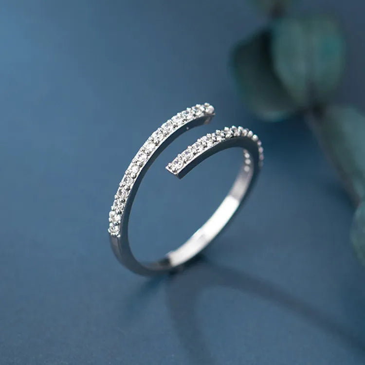 Luxury Rhinestone Rings for Woman Simple Hollow Joint Ring Wedding Party Elegant Jewelry Gifts