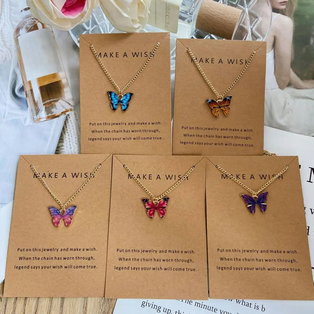 Fashion Vintage Women Necklace 2024 New Butterfly Pendant Necklace Set Romantic Dating Neck Chain For Women Lovely Neck Jewelry
