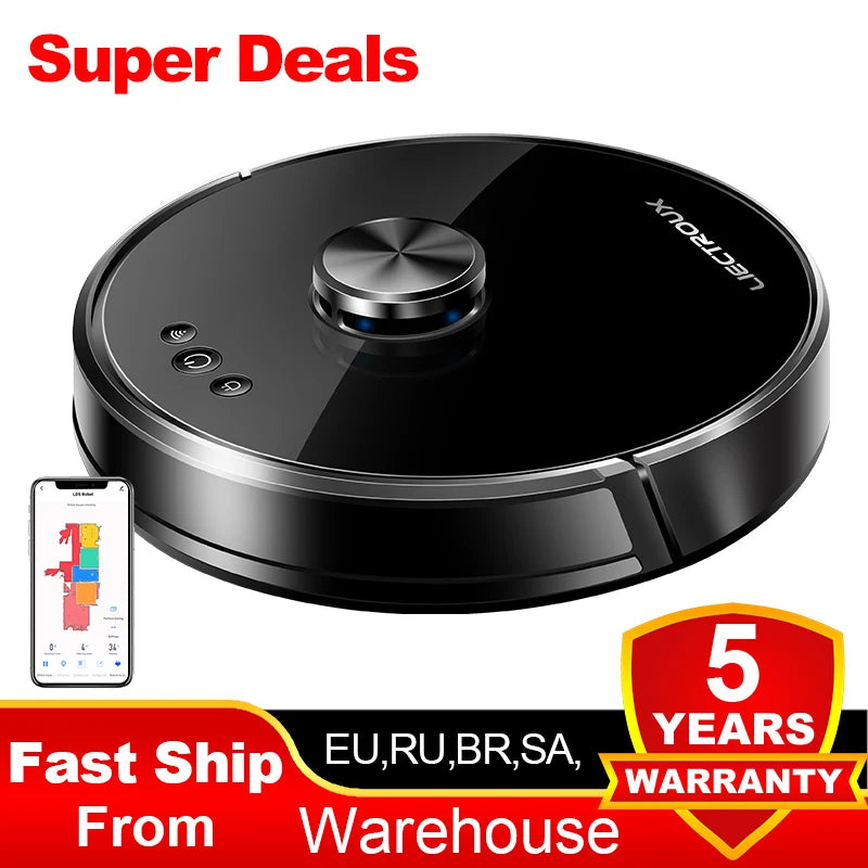 Liectroux/LILIN X6 Robot Vacuum Cleaner,Laser System,6500Pa,Smart Home Appliance,Restricted Area Map,Zone Cleaning for Carpet
