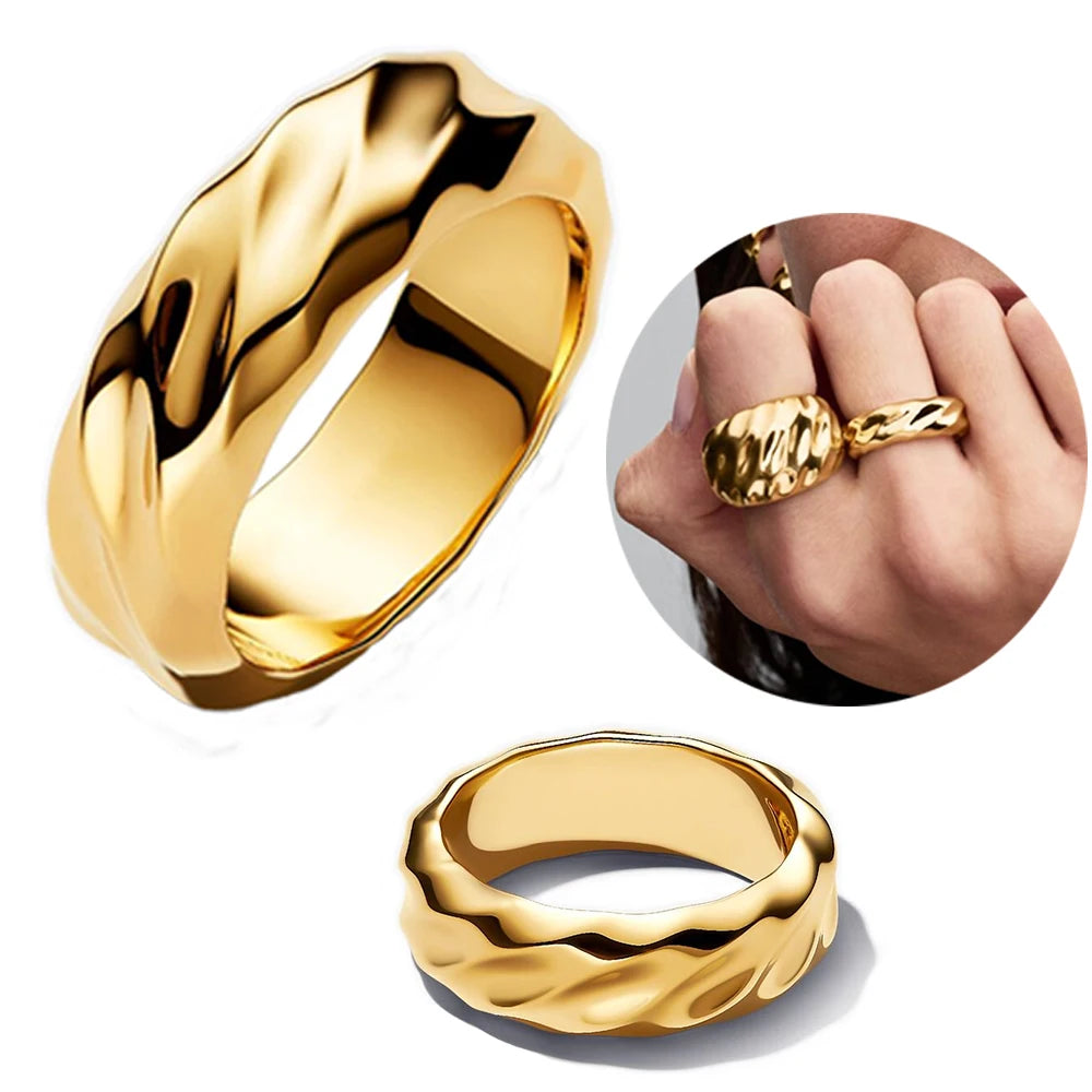European and American Fashion 925 Sterling Silver Ripple Twisted Double Ring&Unlimited&Wide Face French Ring Couple Style Jewelr