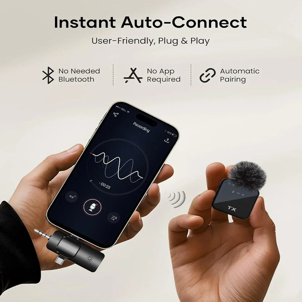 Wireless Lavalier Microphone for Camera  Android iPhone Microphone Reverb Sound Video Recording Podcast Noise Reduction Clip mic