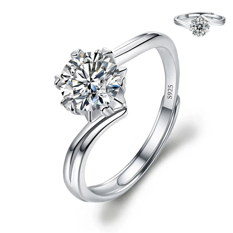 Never Fade Luxury Classic 18K White Gold Color Ring Solitaire 2 Carat Zirconia Diamant Wedding Band Women Jewelry Accessories
