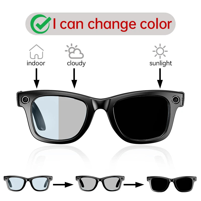 LIGE New Smart Glasses with Light-Adaptive Lenses AI Intelligent Interactive Translation Photography Video Smart Sunglasses 2025