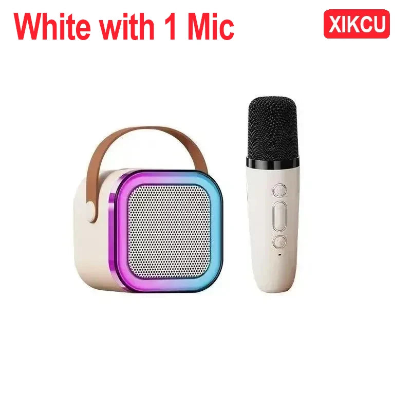 XIKCU Portable Bluetooth 5.3 Speaker Karaoke Machine PA System with 2 Wireless Microphones Home Family Singing Children's Gifts