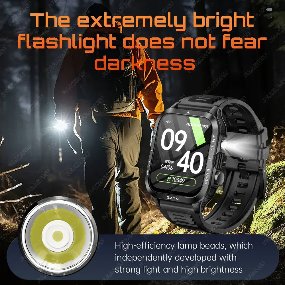 New Smartwatch 880MAH Ultra Battery 3ATM Waterproof 1.96''HD Screen Bluetooth Call Health Monitor Flashlight Sports Smart Watch