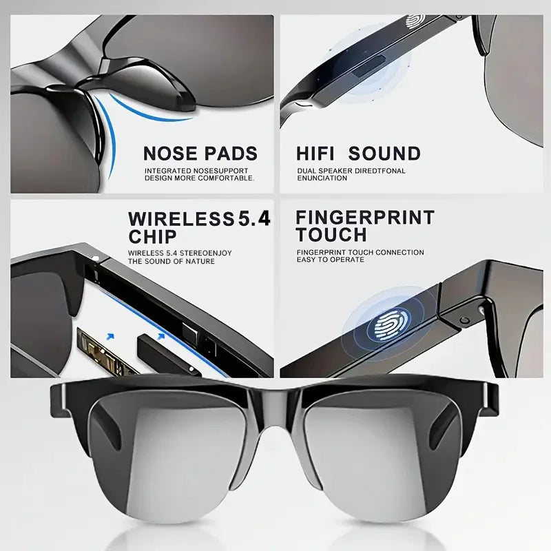 Smart Glasses Translate 2025 High UV Protection Sunglasses Wireless Fashionable Bluetooth Headphones For Men Women Gifts