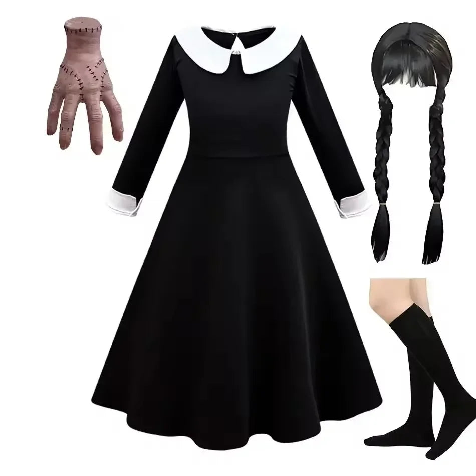 Halloween Costume For Girls Adams Cosplay Black Dress Costumes Gothic Dresses Children Clothes Party