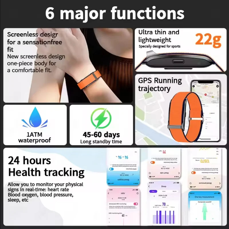 No Screen Smart Bracelet Heart Rate Blood Pressure Sleep Monitor Pedometer Sports Fitness Tracker Men Smartwatch Women Wristband
