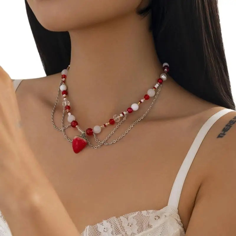 Women's New Necklace Lolita White Lace Necklace, Pearl Tassel Rhinestone Necklace Collar Sweet Cool Fashion Necklaces Girls Gift