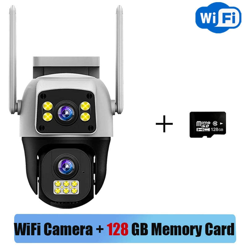 8MP 4G Sim Card Camera Dual Lens Dual Screen Wireless WiFi Outdoor Surveillance Human Detect Security Protection PTZ IP Cameras