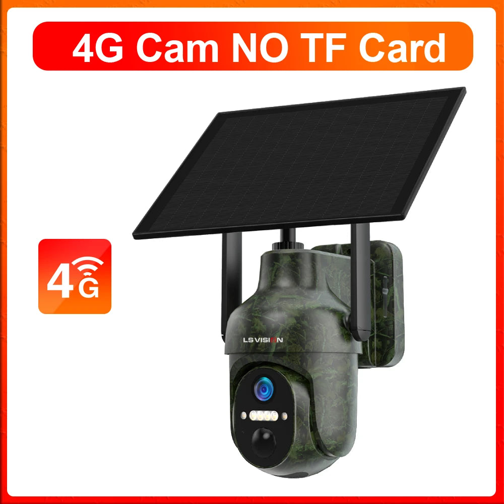 LS VISION 4MP 4G LTE Solar Trail Camera Wildlife Camera Wireless Outdoor Surveillance Cameras PIR Detection Auto Tracking UBOX