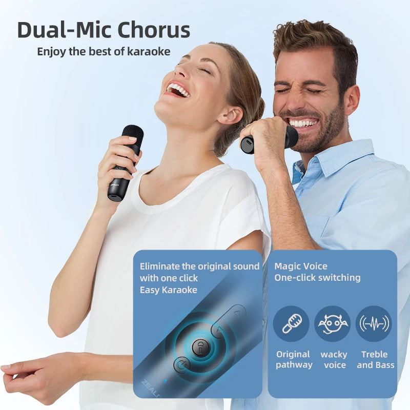 S32M Karaoke Machine Portable Bluetooth 5.3 Speaker System with 1-2 Wireless Microphones Home Family Singing Gifts
