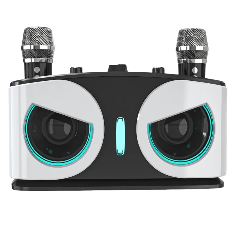20W Karaoke Machine with Two Wireless Microphones, Portable Bluetooth Speaker with Bass/Treble Adjustment,  RGB Lights