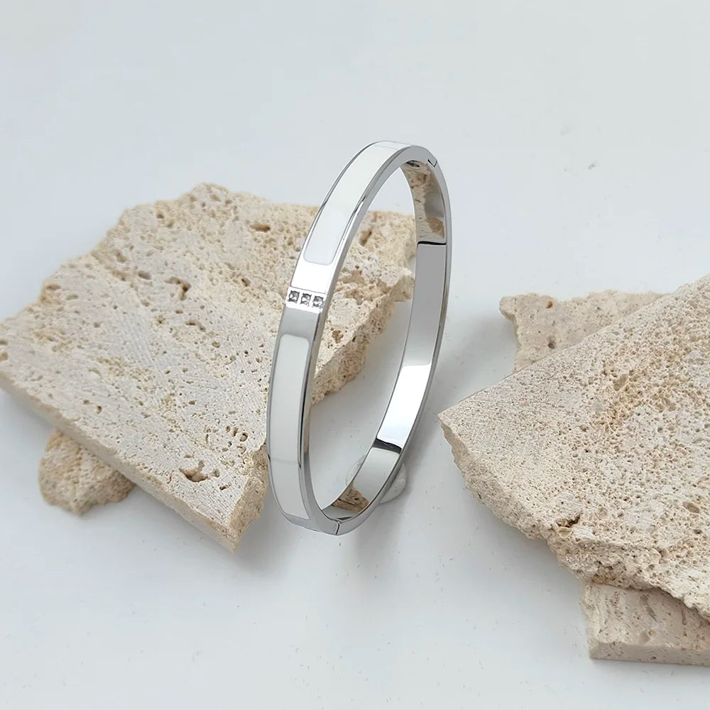 Fashion New Stainless Steel Bracelet Jewelry for Women Men Simple Zircon Gold Plated Girls Gift Hot Selling