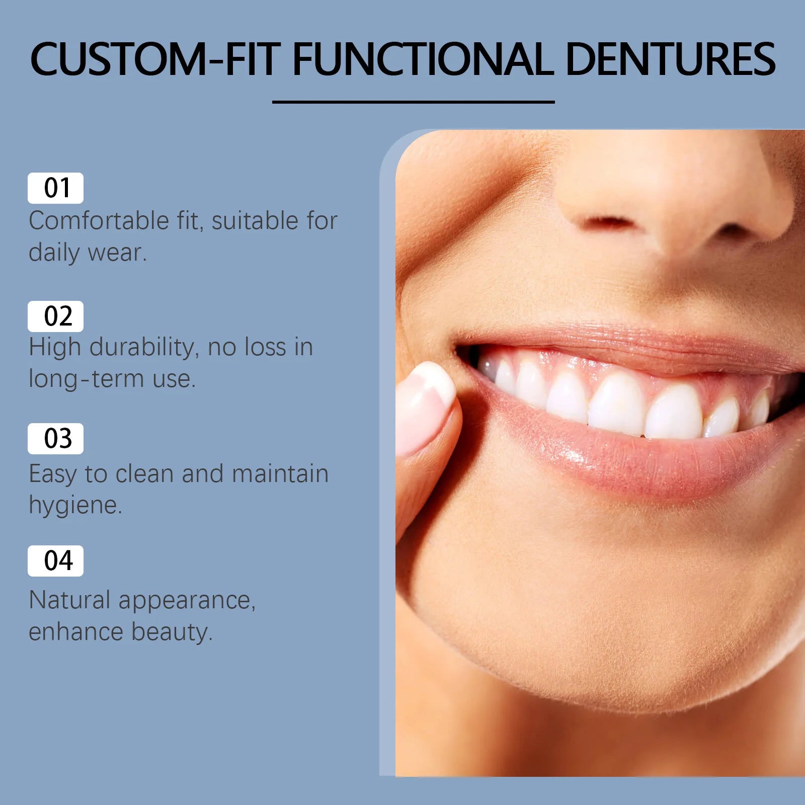 New Denture Silicone Kit Beauty Liners Soft Teeth Upper and Lower Set Portable Relines High Elasticity Nature Cosmetic Dentures