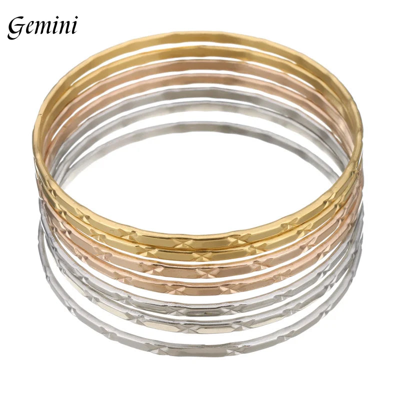7PCs/Set New Fashion Roman style Stainless Steel Bangle gold color Lover Charm Bracelet for Women Brand Gold Wide Cuff Bangle