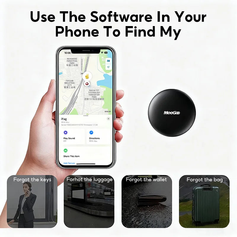 MeeGoo GPS Tracker Wireless Mini Anti Lost Alarm Key Finder with Bluetooth APP for iPhone Android Smart Tag Locator for Keys
