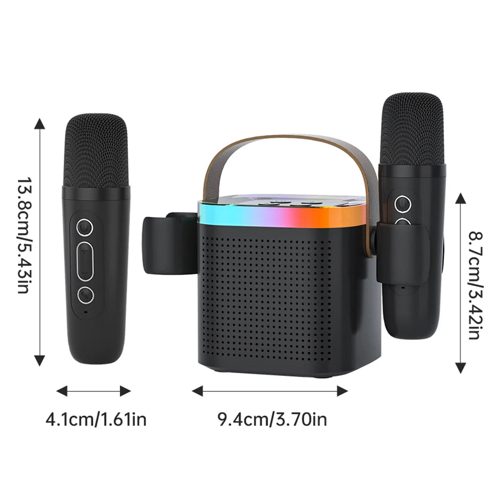 TANALAZ K8 Karaoke Machine Portable Bluetooth 5.1 PA Speaker System with 1-2 Wireless Microphones Home Family Singing Child Gift