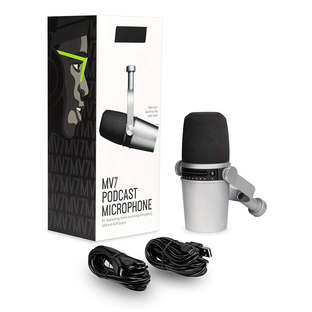 USB Full Metal USB/XLR MV7 Dynamic MIC for Professional Recording Live Streaming Built-in Headphones FOR PC SM7B Microphone